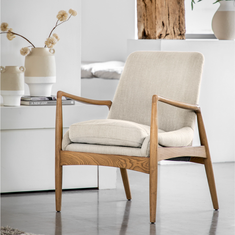 Jacob & Jacob Cayenne Natural Linen Armchair / Accent Chair