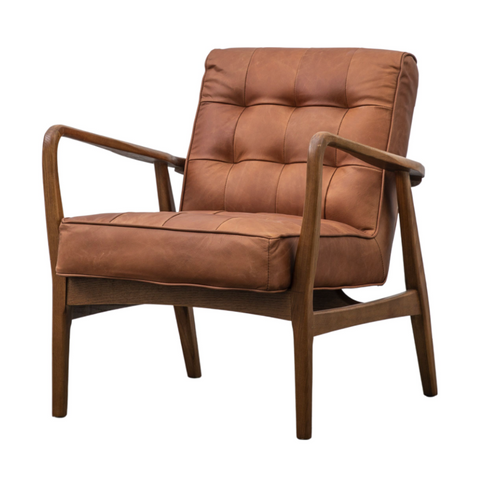Jacob & Jacob Esmerelda Brown Leather Armchair / Accent Chair