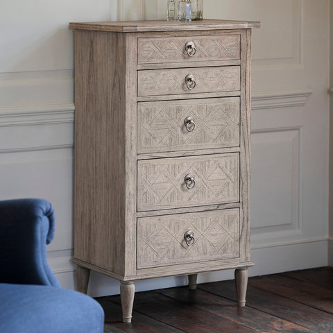 Jacob & Jacob Brittania Mindy Ash 5 Drawer Lingerie Chest - Joshua Interiors Home Furniture and Accessories