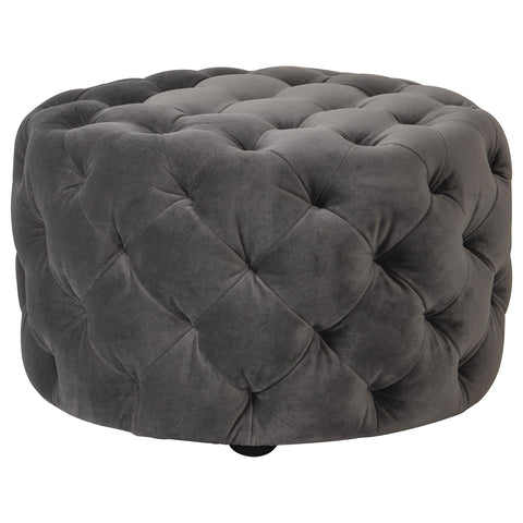 Jacob & Jacob Sienna Mirage Light Grey Velvet Buttoned Foot Stool - Joshua Interiors Home Furniture and Accessories