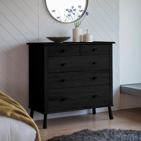 Jacob & Jacob Whitby Black Oak Chest Of Drawers - Joshua Interiors Home Furniture and Accessories