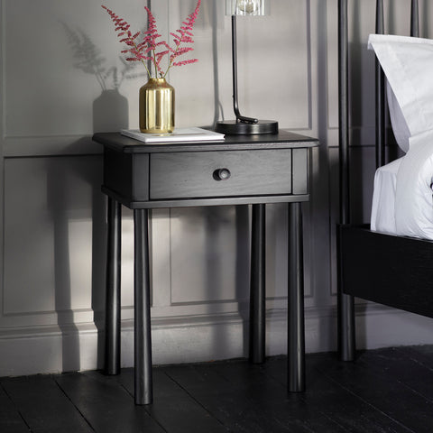 Jacob & Jacob Whitby Black Oak Bedside Table - Joshua Interiors Home Furniture and Accessories