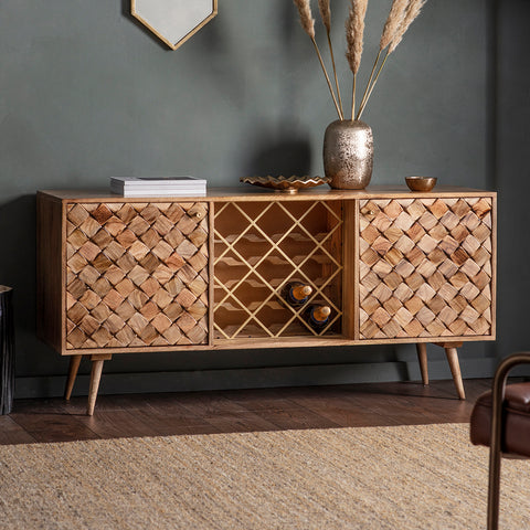Jacob & Jacob Florence Brass and Mango Wine Rack / Sideboard - Joshua Interiors Home Furniture and Accessories