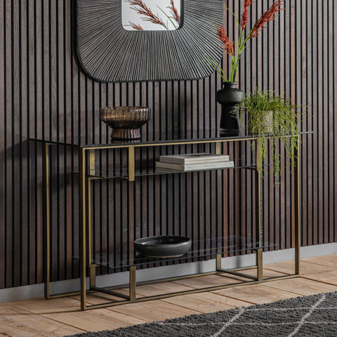 Jacob & Jacob Kidwelly Bronze & Glass Console Table - Joshua Interiors Home Furniture and Accessories