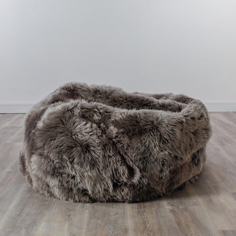 XXL Luxury Grey Sheepskin Bean Bag - Joshua Interiors Home Furniture and Accessories