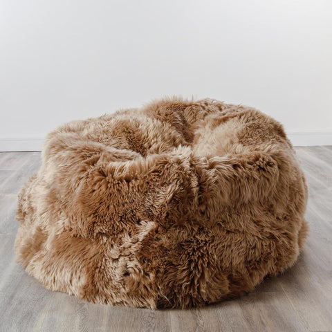 XXL Luxury Light Brown Sheepskin Bean Bag - Joshua Interiors Home Furniture and Accessories