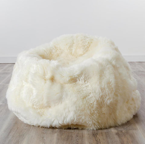 XXL Luxury Natural White Sheepskin Bean Bag - Joshua Interiors Home Furniture and Accessories