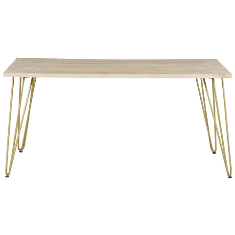 Indian Hub Light Gold Rectangular Wood Dining Table - Joshua Interiors Home Furniture and Accessories