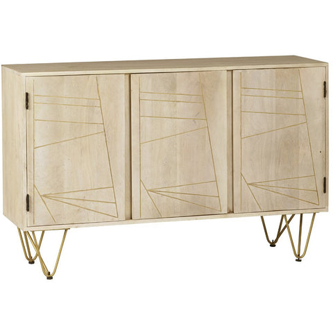 Indian Hub Light Gold Large Wood Sideboard - Joshua Interiors Home Furniture and Accessories