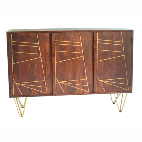 Indian Hub Dark Gold Large Wood Sideboard - Joshua Interiors Home Furniture and Accessories
