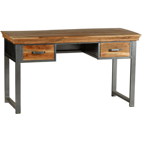 Indian Hub Metropolis Industrial Metal And Wood 2 Drawer Office Desk - Joshua Interiors Home Furniture and Accessories