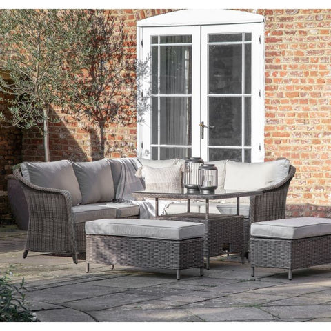 Jacob & Jacob Escapade 8 Seater Corner Garden Lounge / Dining Set With Square Rising Table In Grey