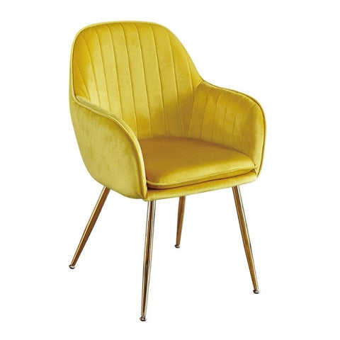 Lara Gold And Yellow Velvet Dining Chair (Comes as a Pair ) - Joshua Interiors Home Furniture and Accessories