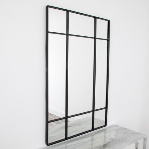 Wycombe Black Window Frame Mirror - Joshua Interiors Home Furniture and Accessories