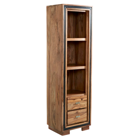 Indian Hub Jodhpur Sheesham Slim Wood Display Cabinet / Bookcase - Joshua Interiors Home Furniture and Accessories