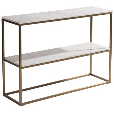 M&H Decor RV Range Gold And White Marble Bookcase - Joshua Interiors Home Furniture and Accessories