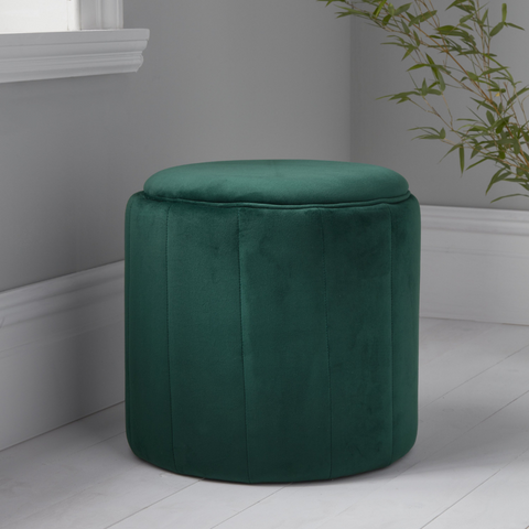 Native H&L Emerald Velvet Plush Footstool / Pouffe - Joshua Interiors Home Furniture and Accessories