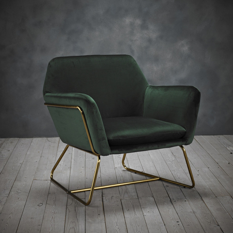 Charles Forrest Green Velvet Armchair - Joshua Interiors Home Furniture and Accessories