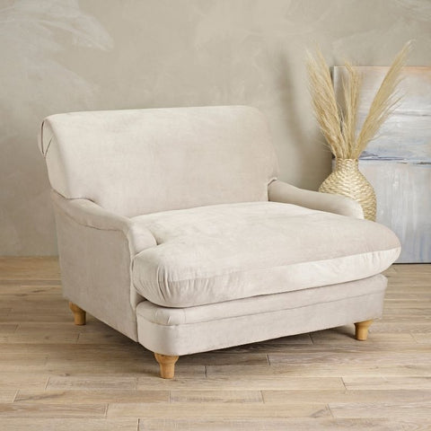 Plumpton Cream Velvet 2 Seater Armchair / Loveseat - Joshua Interiors Home Furniture and Accessories