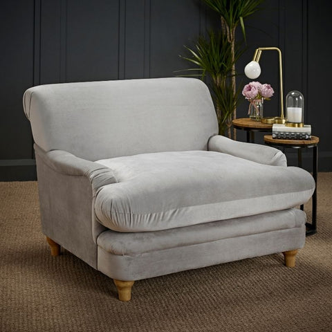 Plumpton Grey Velvet 2 Seater Armchair / Loveseat - Joshua Interiors Home Furniture and Accessories