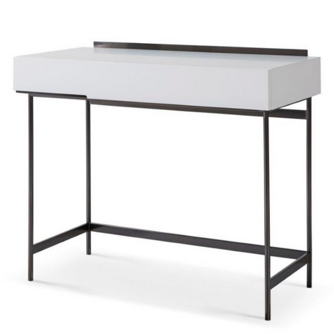 Alberto White And Black Chrome Dressing Table By Gilmore Space - Joshua Interiors Home Furniture and Accessories