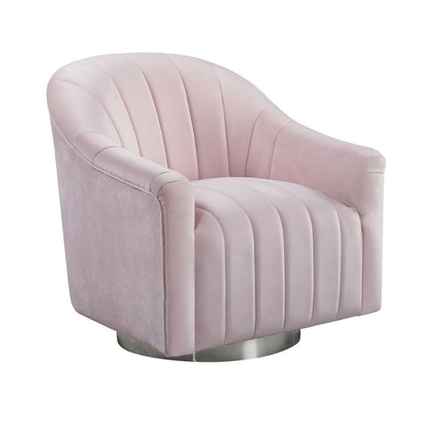 Tiffany Pink Velvet Swivel Chair - Joshua Interiors Home Furniture and Accessories