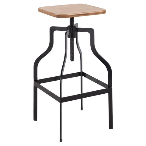 Shoreditch Black And Wood Adjustable Bar Stool - Joshua Interiors Home Furniture and Accessories