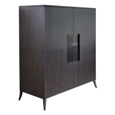 Gillmore Space Fitzroy Large Square Dark Oak Drinks Cabinet - Joshua Interiors Home Furniture and Accessories