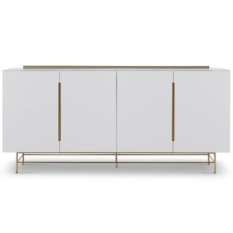 Alberto Four Door White And Gold Sideboard By Gillmore Space - Joshua Interiors Home Furniture and Accessories
