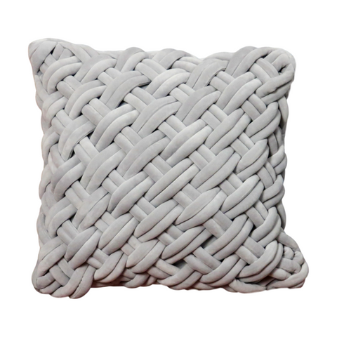 Native H&L Grey Hand knotted Velvet Cushion Cover - Joshua Interiors Home Furniture and Accessories