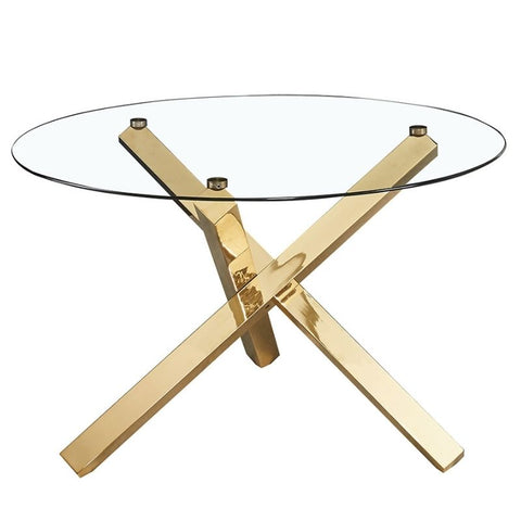 Capri Gold And Glass Round Dining Table - Joshua Interiors Home Furniture and Accessories