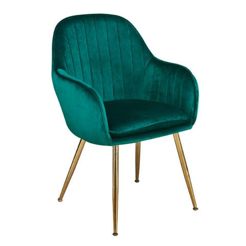Lara Gold And Green Velvet Dining Chair (Comes as a Pair ) - Joshua Interiors Home Furniture and Accessories