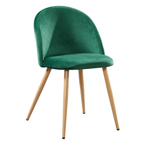 Venice Green Velvet And Wood Effect Dining Chair ( Comes As A Pair ) - Joshua Interiors Home Furniture and Accessories