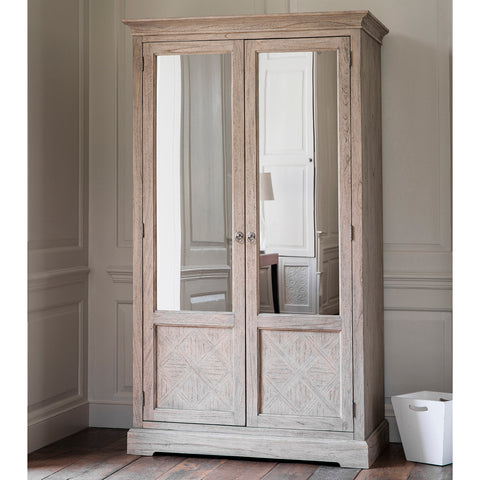 Jacob & Jacob Brittania Mindy Ash 2 Door Mirrored Wardrobe - Joshua Interiors Home Furniture and Accessories
