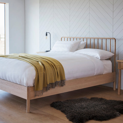 Jacob & Jacob Whitby Oak Spindle Double Bed - Joshua Interiors Home Furniture and Accessories
