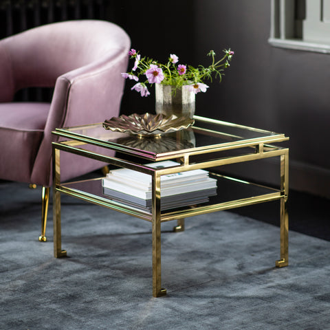 Jacob & Jacob Salerno Gold & Glass Side Table - Joshua Interiors Home Furniture and Accessories