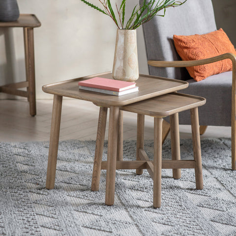 Jacob & Jacob Cookham Oak Nest Of 2 Tables Grey - Joshua Interiors Home Furniture and Accessories