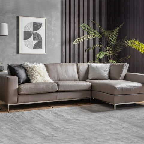 Jacob & Jacob Palmero Corner Chaise Sofa Grey Leather - Joshua Interiors Home Furniture and Accessories