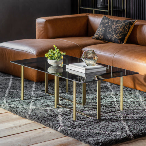 Jacob & Jacob Kidwelly Bronze & Glass Coffee Table - Joshua Interiors Home Furniture and Accessories