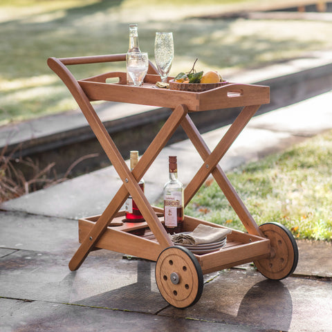 Jacob & Jacob Lois Wooden Outdoor Drinks Trolley - Joshua Interiors Home Furniture and Accessories