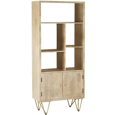Indian Hub Light Gold Large Wood Display Unit / Bookcase - Joshua Interiors Home Furniture and Accessories