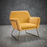 Charles Mustard Yellow Velvet Armchair