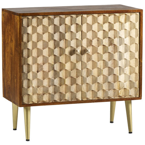 Indian Hub Edison Gold Wood Medium Sideboard - Joshua Interiors Home Furniture and Accessories