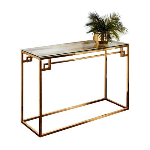 Native H&L Cesar Gold Glass Console Table - Joshua Interiors Home Furniture and Accessories