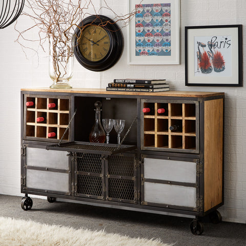 Indian Hub Evoke Wood And Reclaimed Metal Drinks Cabinet - Joshua Interiors Home Furniture and Accessories