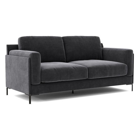 Divine Inspirations Ravello Dark Grey Velvet 2 Seater Sofa - Joshua Interiors Home Furniture and Accessories