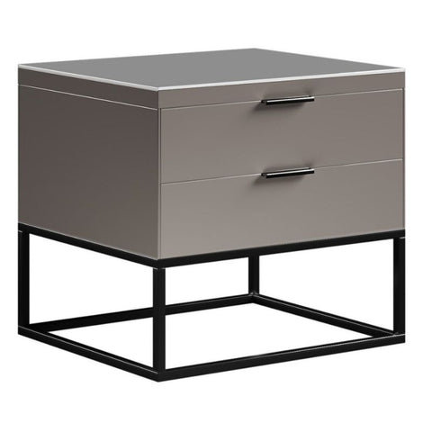 Divine Inspirations Gattuso Glossy Grey Bedside Table - Joshua Interiors Home Furniture and Accessories