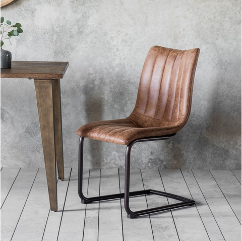 Jacob & Jacob Brisbane Brown Tan Faux Leather Dining Chair (Set of 2)