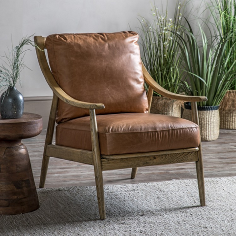 Jacob & Jacob Uxbridge Vintage Light Brown Leather Accent Chair / Armchair