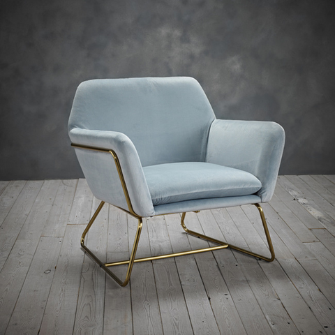 Charles Light Blue Velvet Armchair - Joshua Interiors Home Furniture and Accessories